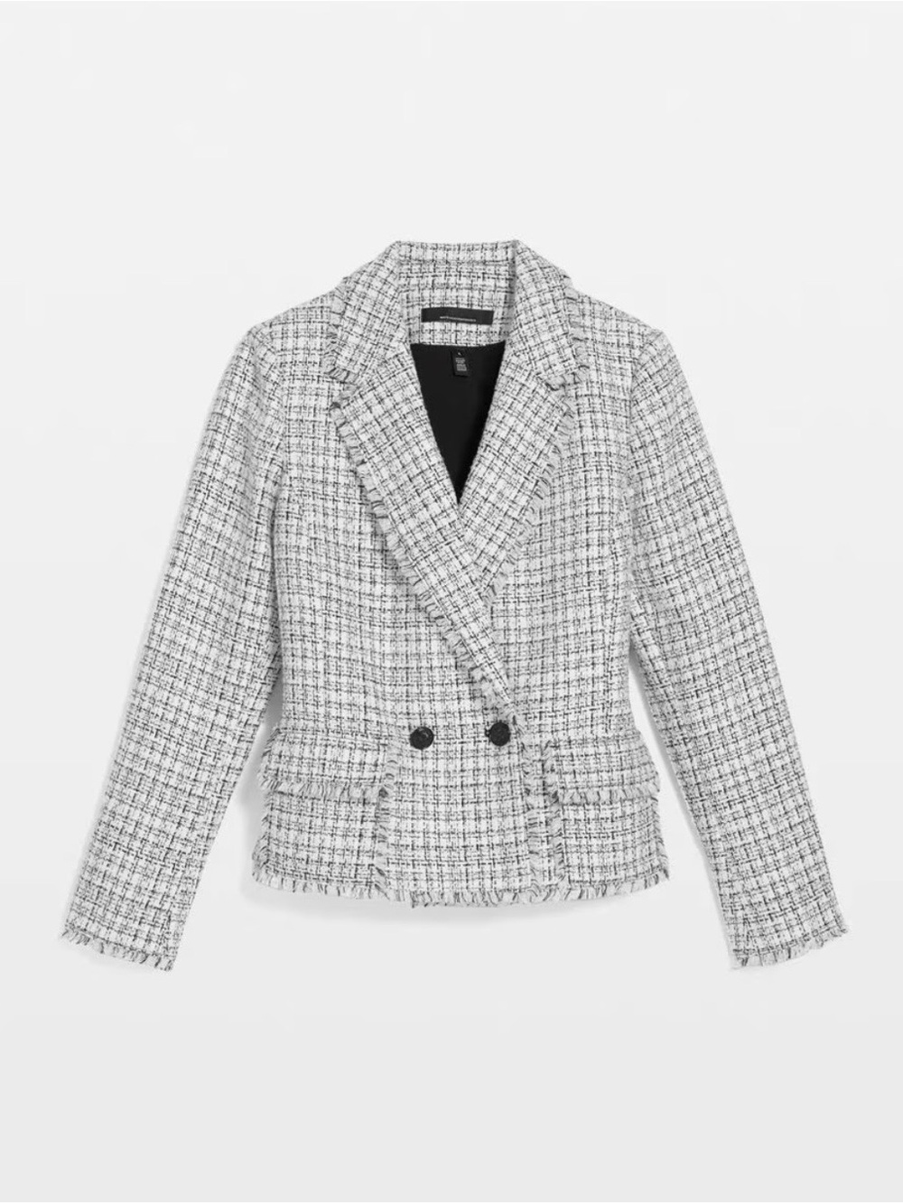 WHBM Cropped Tweed Jacket Black White Blazer EUC